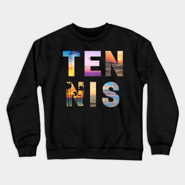 US Open Photographic Sunset Letters Tennis Crewneck Sweatshirt by TopTennisMerch